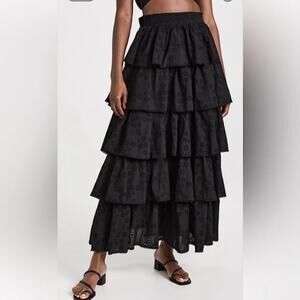 Hill House Eyelet Noemie Skirt Black Medium NEW